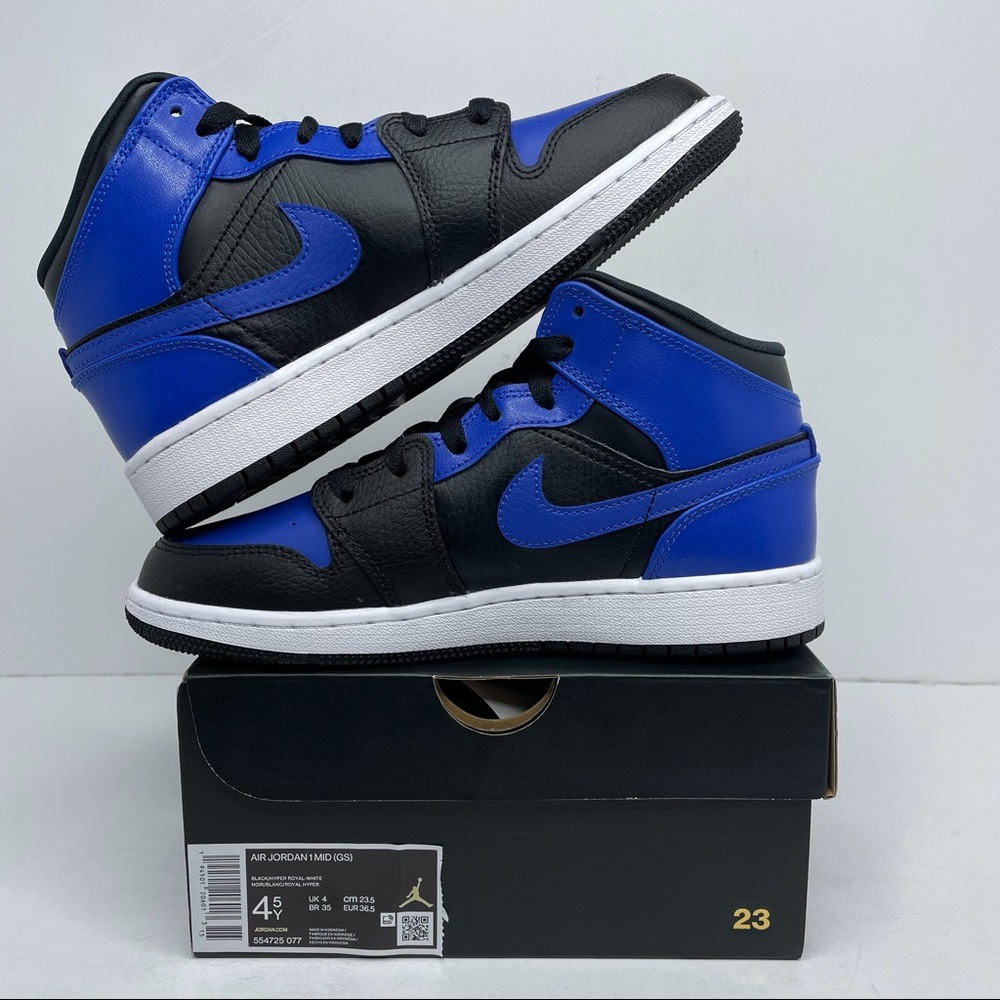 Nike Air Jordan 1 Retro Mid GS “Hyper Royal” NEW - Picture 3 of 4